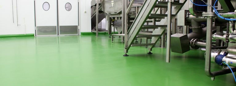 Pavimento Flowfresh con un acabado en color verde
